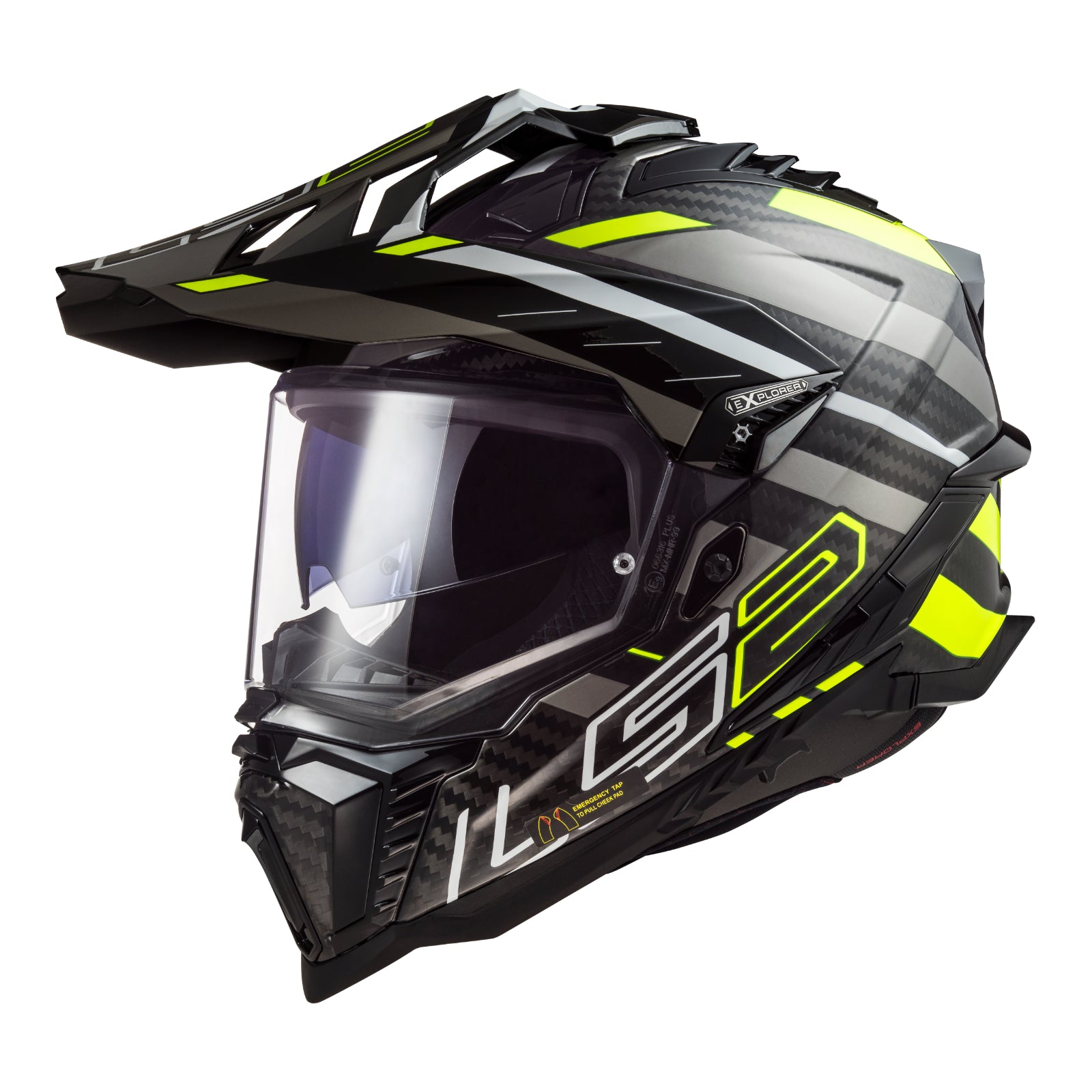 LS2 MX701 Explorer Carbon (L) Edge - Black / Hi-Vis Yellow LS2MX701BLKHVL#