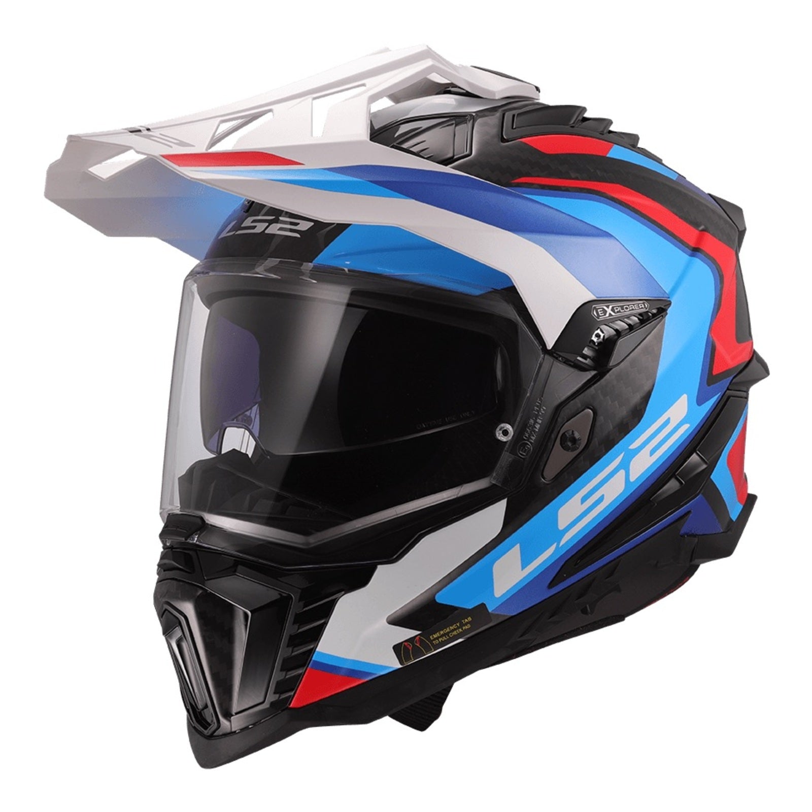 LS2 MX701C Explorer Carbon Frontier II Helmet - White / Blue / Red (L) LS2MX701CFWBL#