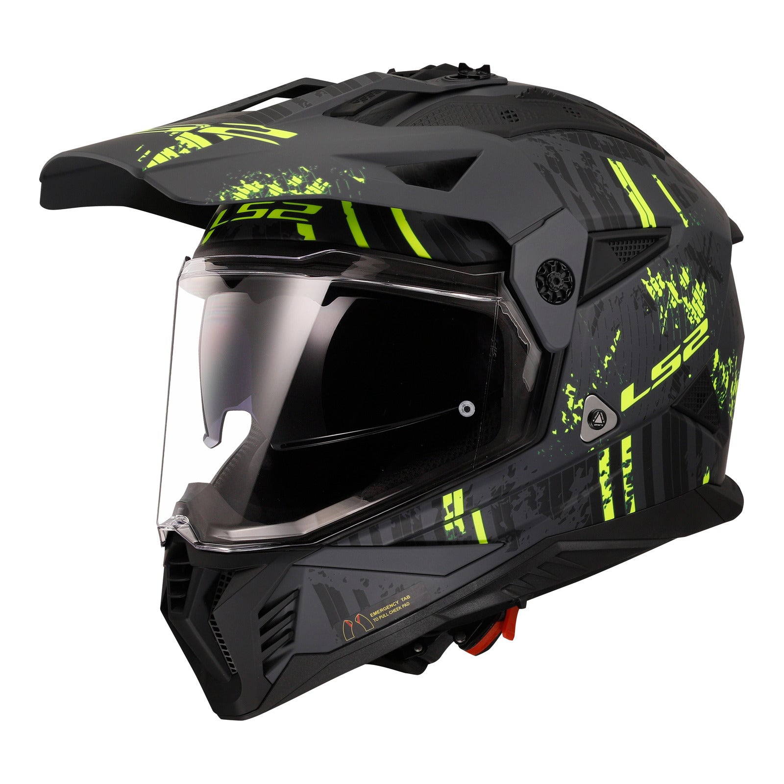 LS2 MX702 Pioneer II Crazy Helmet - Matte Black / Grey / Hi-Vis Yellow (M) LS2MX702CMBGHVYM#