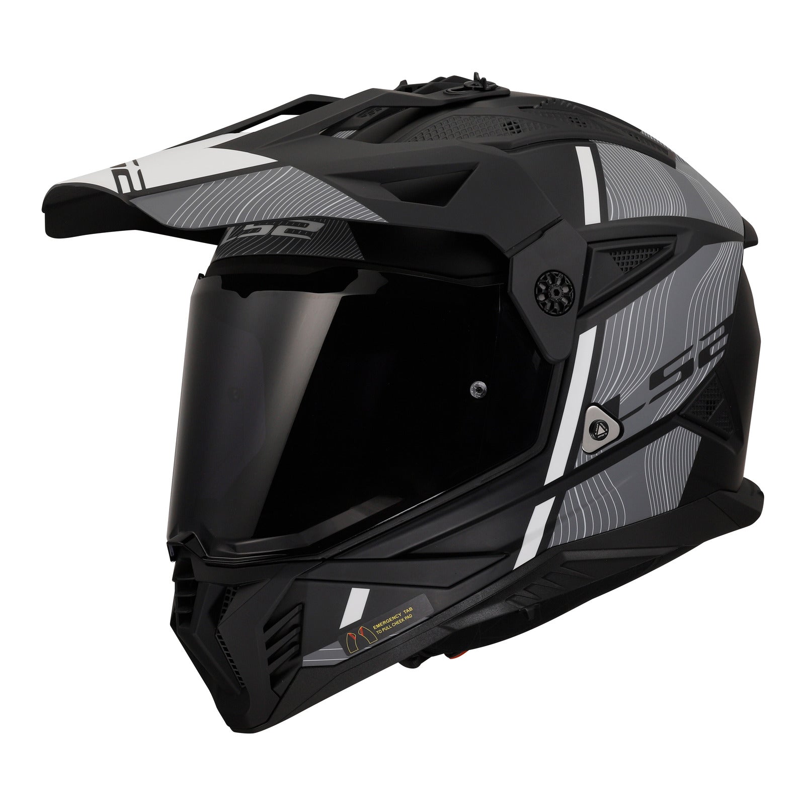 LS2 MX702 Pioneer II (S) Hill - Matte Black / White 06 LS2MX702HMBWS#