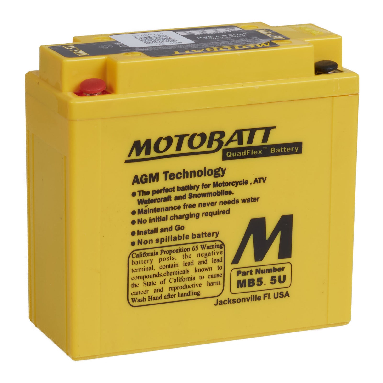 Motobatt Battery Quadflex 12V AGM For Yamaha RZ350R 1985-1992 MB55U#