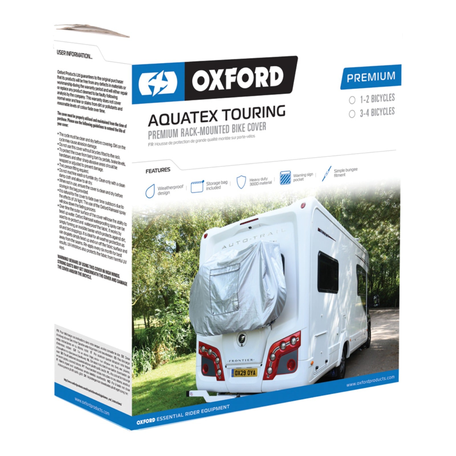 OXFORD Aquatex Touring Premium Bike Cover For 1-2 Bikes #OXNL101