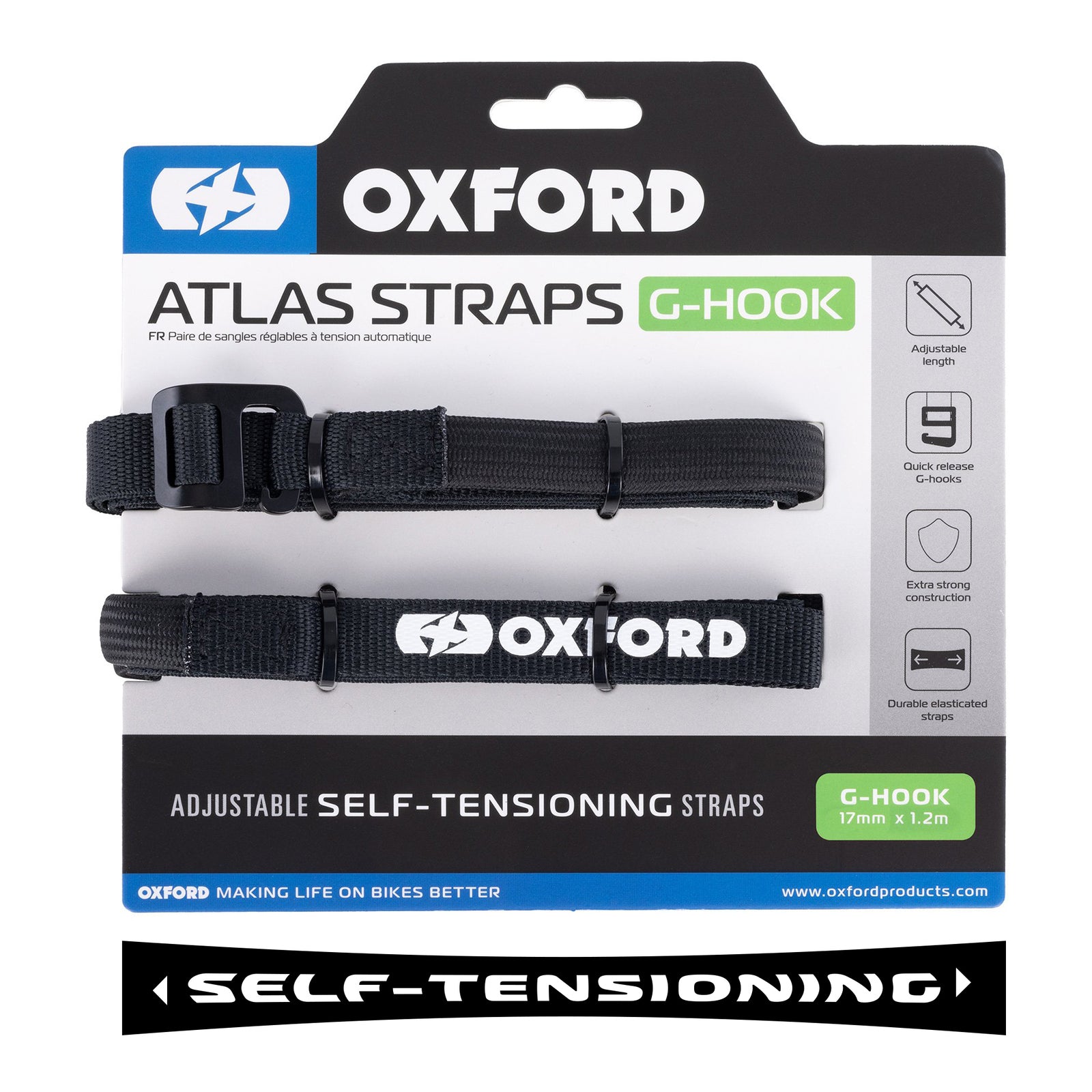Oxford Atlas G-Hook 17mm X 1.2m Black (Pair) OXOX300#