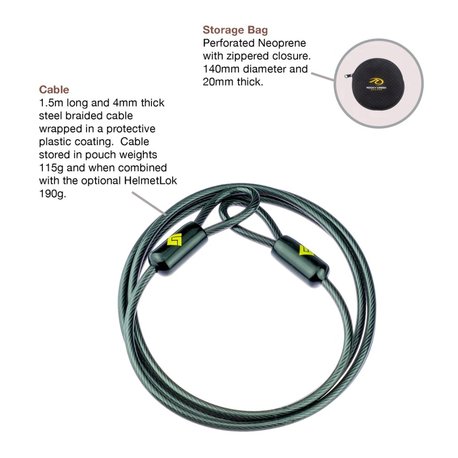 Rocky Creek GearLok Double Loop Cable 150cm RC4402#