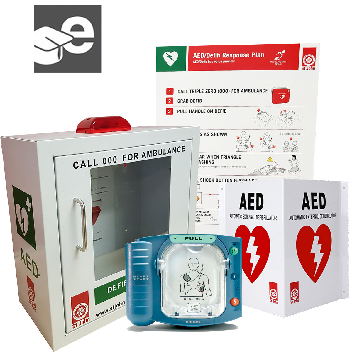 ST JOHN Defibrillator with Cabinet - HS1 SA Saver Bundle #8883539