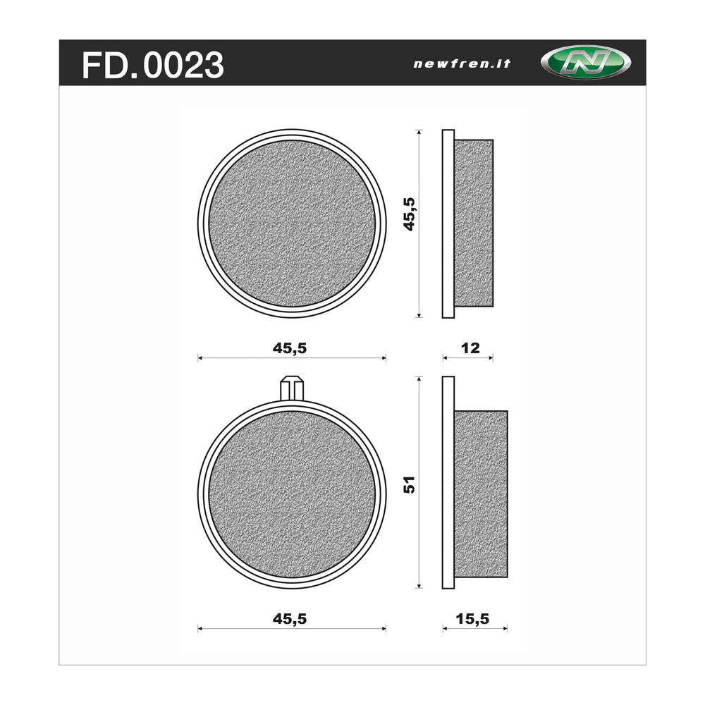 NEWFREN Touring Organic Brake Pad - Front For YAMAHA RD200, RD125 1-FD0023-BT