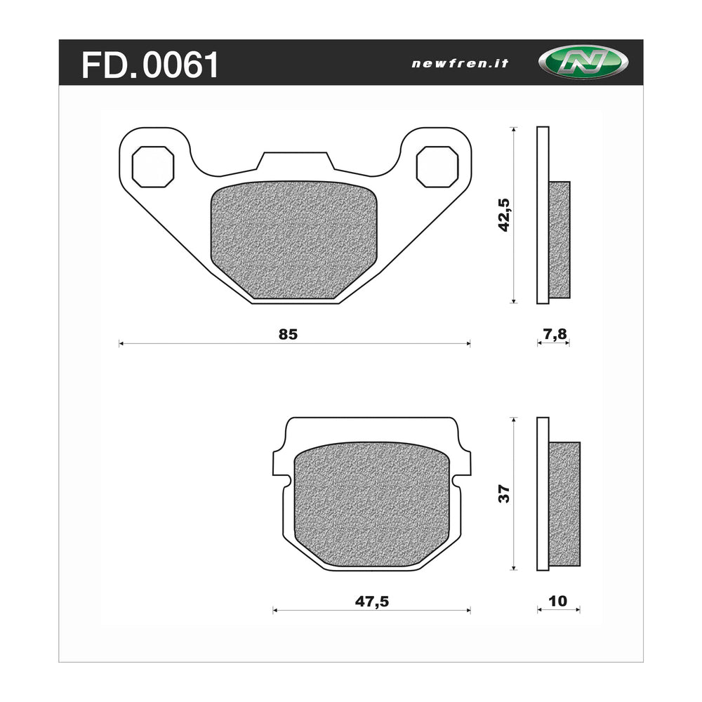 New NEWFREN Touring Organic Brake Pad - Front For SUZUKI RM80 1-FD0061-BT