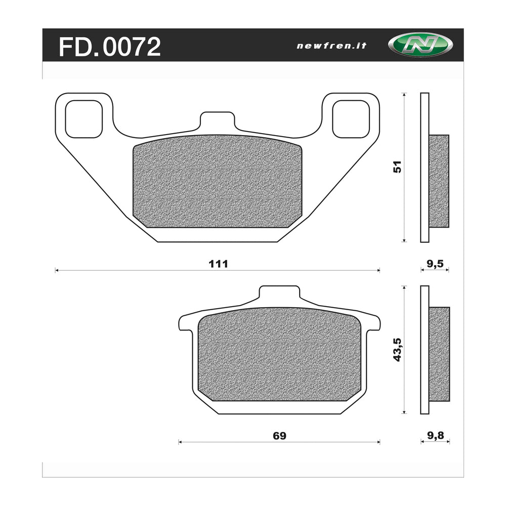 New NEWFREN Rear Brake Pad - Touring Organic For KAWASAKI 1-FD0072-BT | Australian Moto Spares