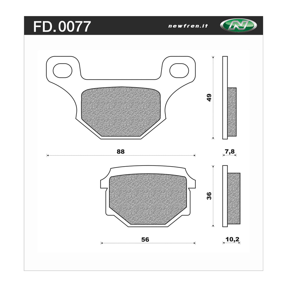 New NEWFREN Rear Brake Pad - Touring Organic For DERBI 125 GPR 4T 1-FD0077-BT | Australian Moto Spares