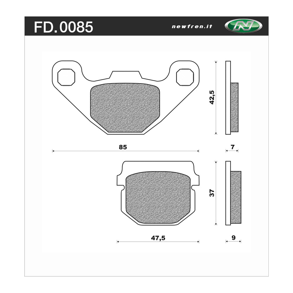 NEWFREN Dirt Organic Brake Pad - Front For BOLWELL PGO SYM 50 GYPSY 1-FD0085-BD