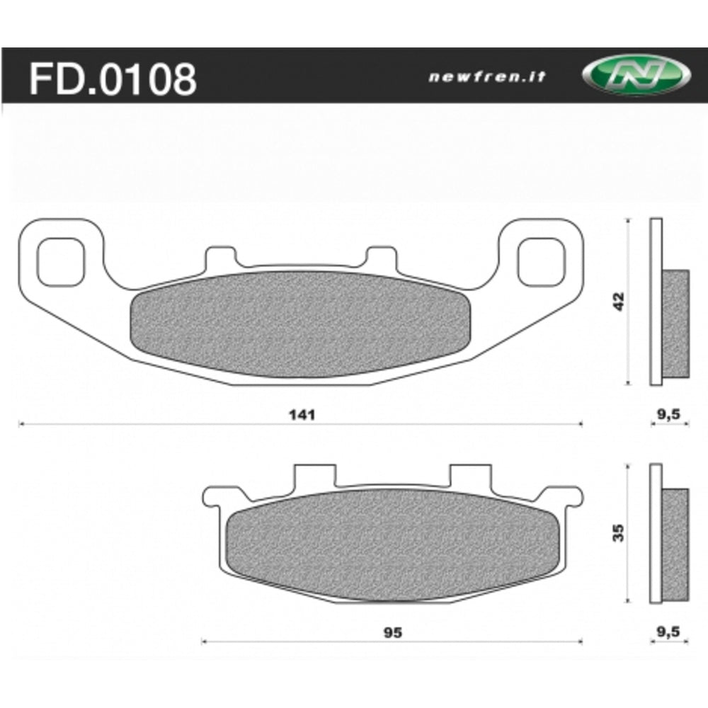 New NEWFREN Touring Organic Brake Pad - Front For HYOSUNG, KAWASAKI 1-FD0108-BT