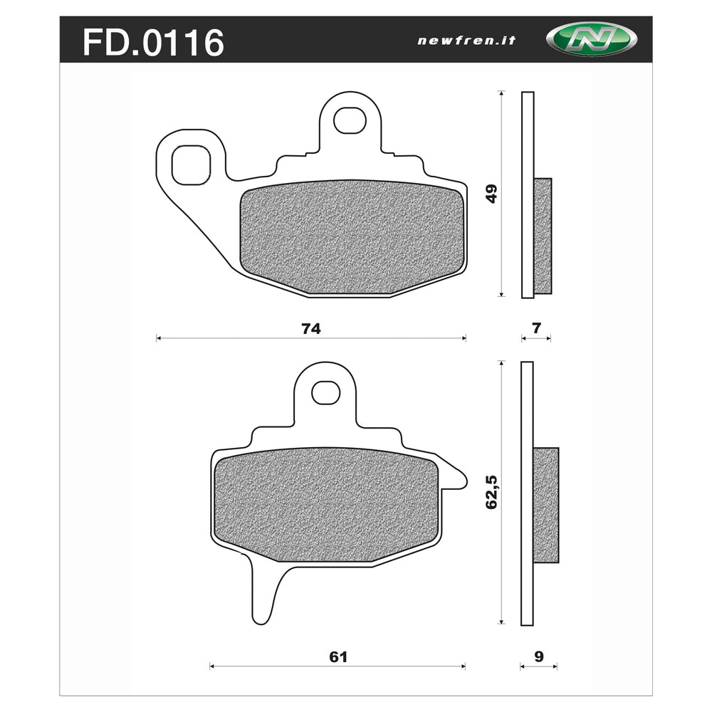 New NEWFREN Touring Organic Brake Pad - Front For KAWASAKI 1-FD0116-BT