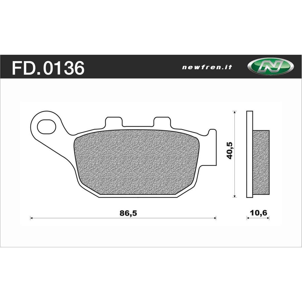 NEWFREN Rear Brake Pad - Touring Organic For BUELL, CF-MOTO, HONDA 1-FD0136-BT