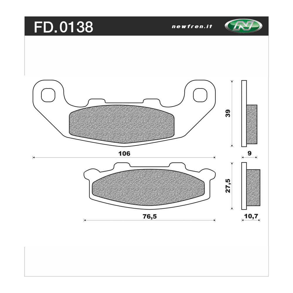 New NEWFREN Touring Organic Brake Pad - Front For KAWASAKI 1-FD0138-BT