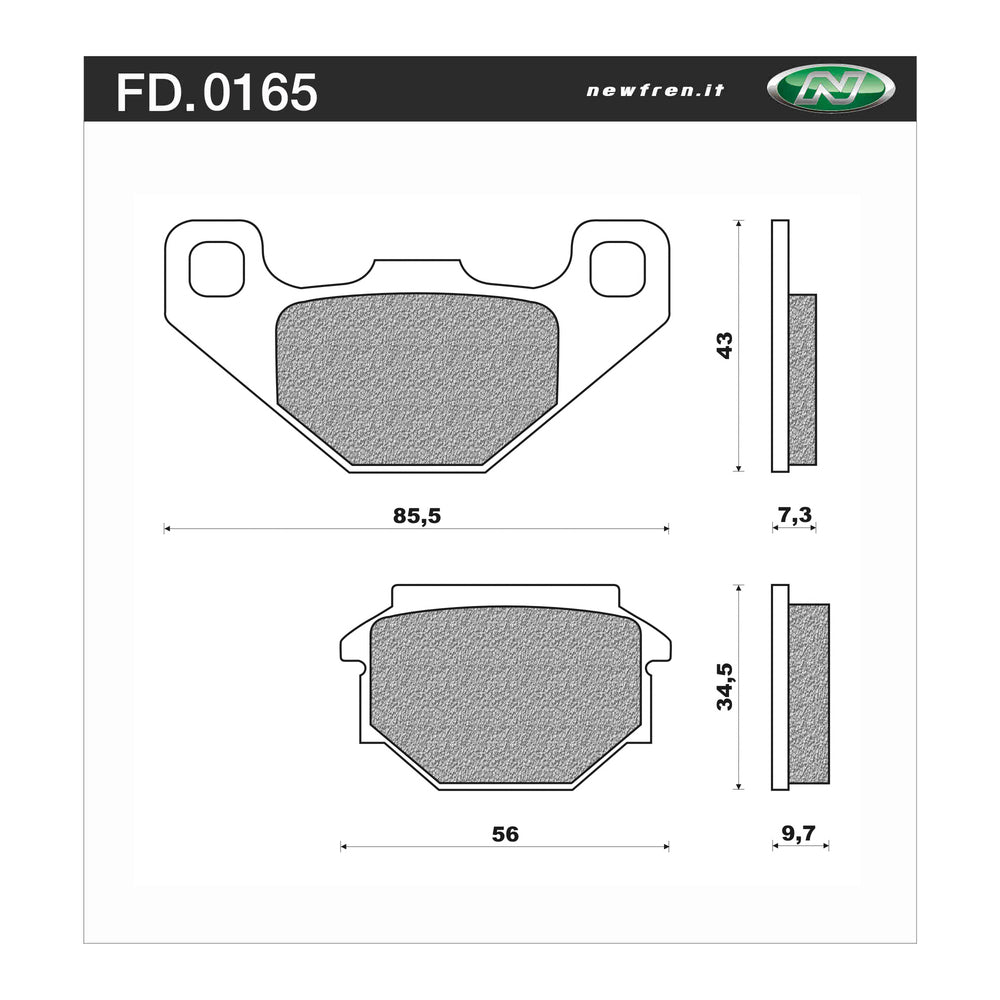 New NEWFREN Rear Brake Pad - Touring Organic For CAGIVA, MZ, SACHS 1-FD0165-BT | Australian Moto Spares
