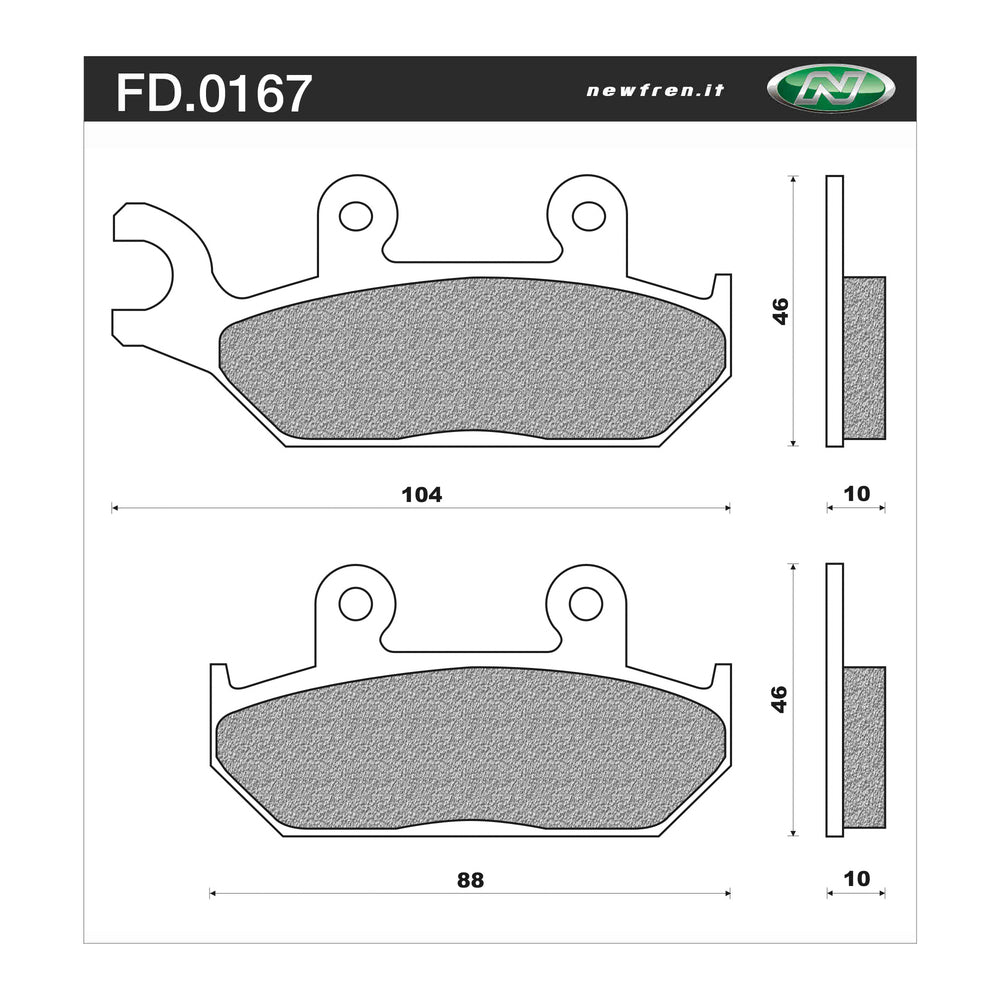 NEWFREN Touring Organic Brake Pad - Front For YAMAHA XTZ660, XT600E 1-FD0167-BT