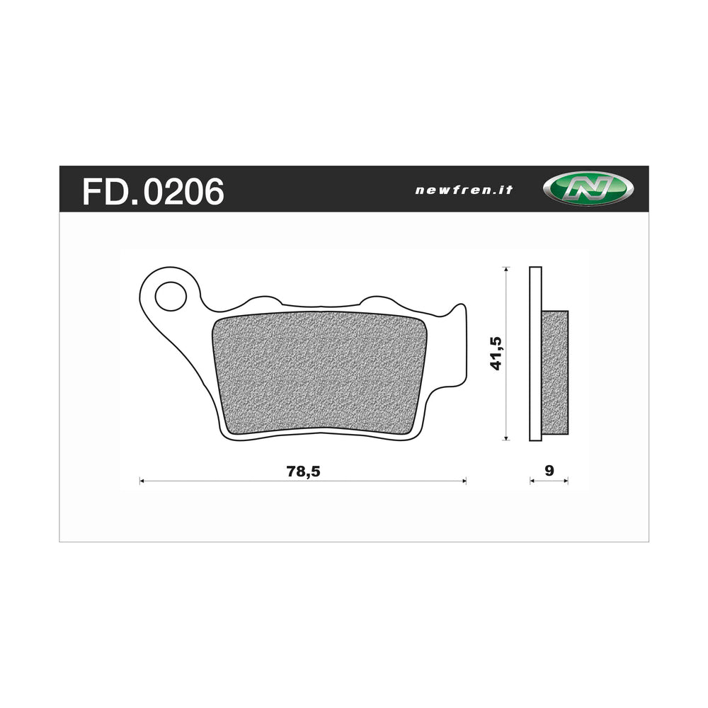 NEWFREN Rear Brake Pad-Touring Organic For TM EN 300, MX 250, MX 85 1-FD0206-BT