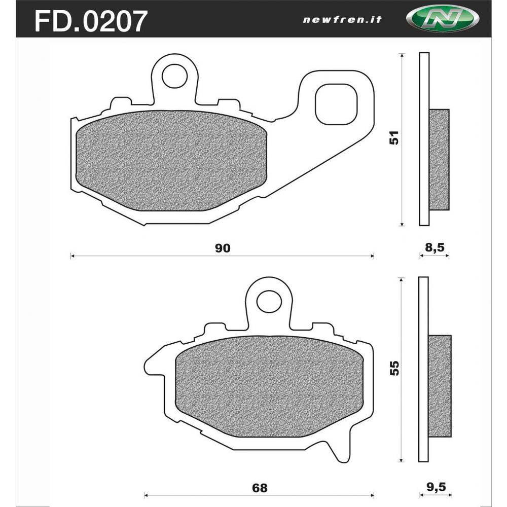 New NEWFREN Rear Brake Pad - Touring Sintered For CF-MOTO, KAWASAKI 1-FD0207-TS | Australian Moto Spares