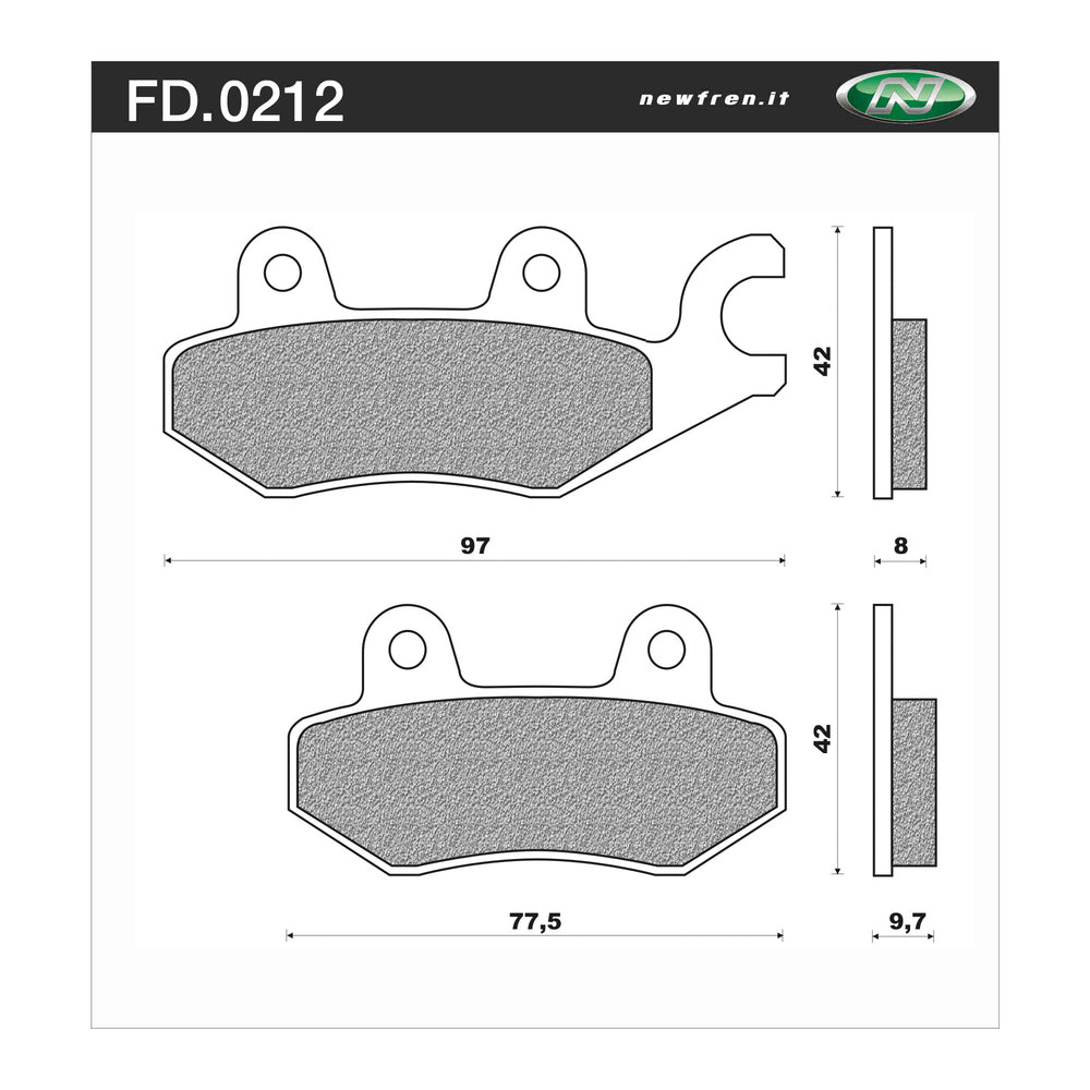 New NEWFREN Rear Brake Pad - Touring Organic For TRIUMPH 750 DAYTONA 1-FD0212-BT | Australian Moto Spares