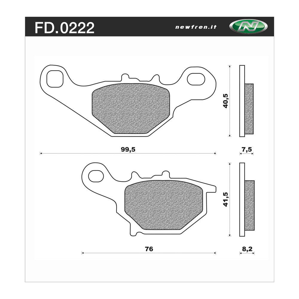 NEWFREN Dirt Organic Brake Pad - Front For KAWASAKI, SUZUKI, YAMAHA 1-FD0222-BD