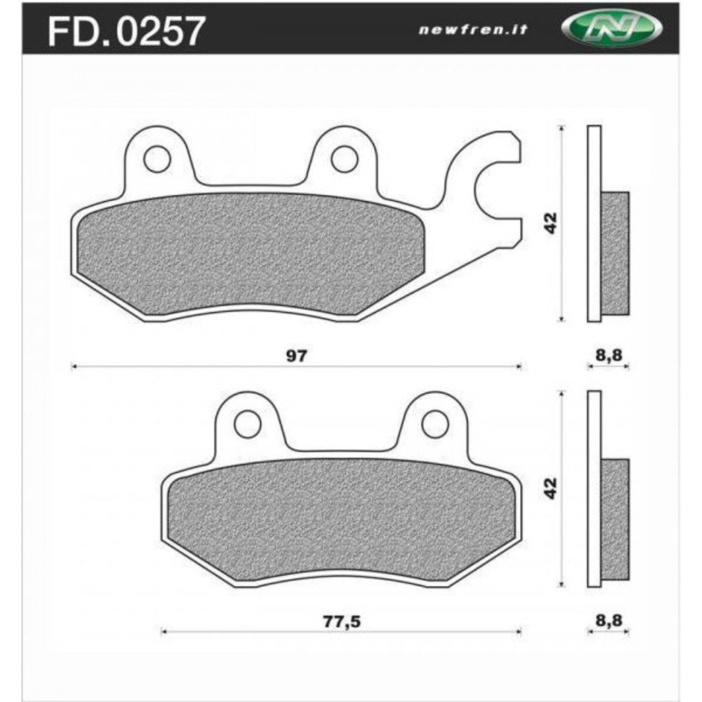 NEWFREN Rear Brake Pad - Scooter Elite Organic For KYMCO LIKE 200I 1-FD0257-BE