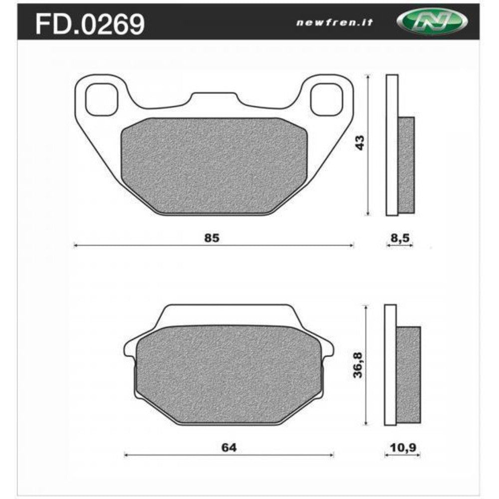 NEWFREN Rear Brake Pad - Scooter Elite Organic For BUG 50 SUPER 9 1-FD0269-BE