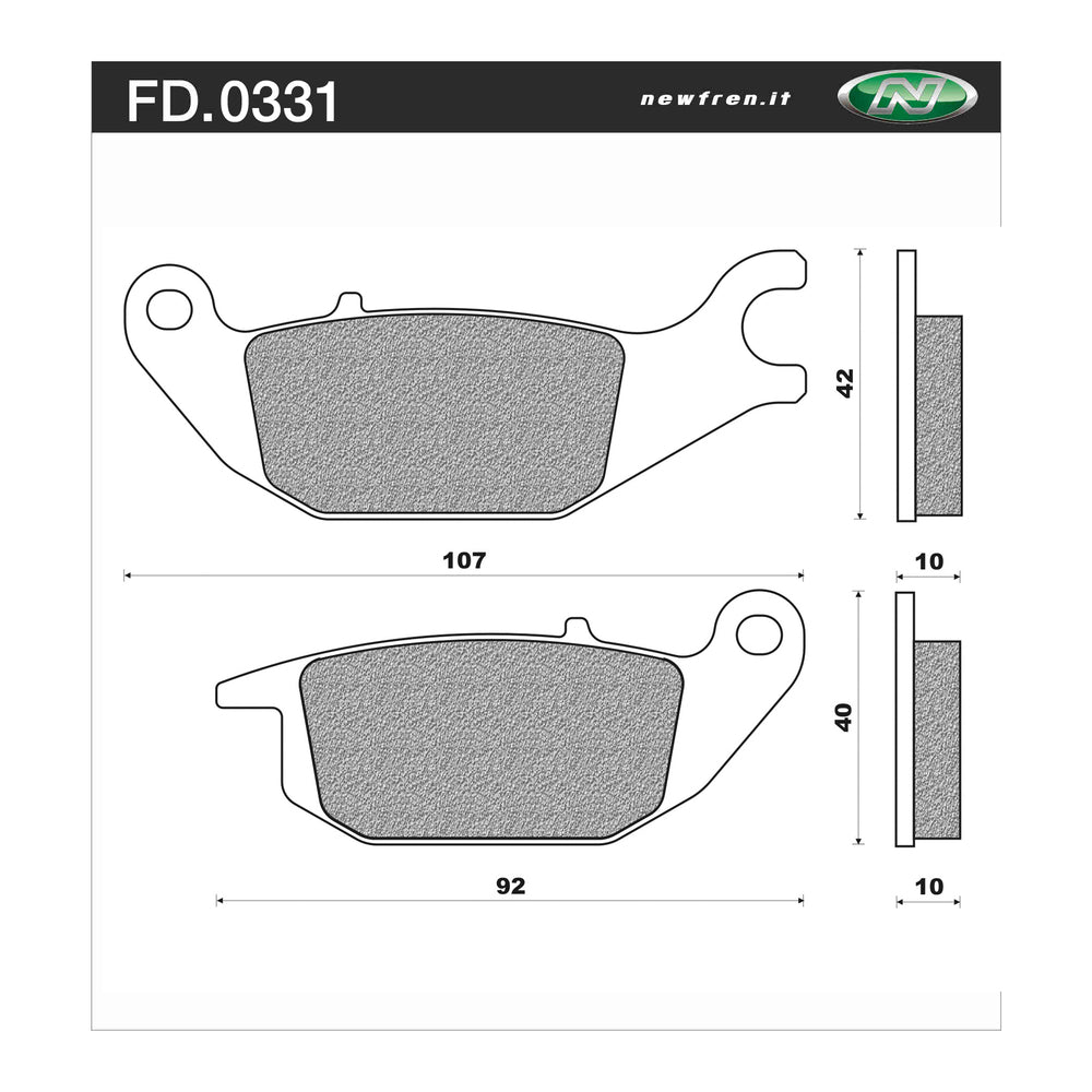 New NEWFREN Rear Brake Pad - Touring Organic For HONDA, YAMAHA 1-FD0331-BT | Australian Moto Spares