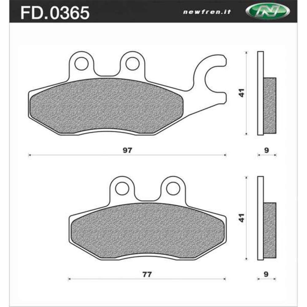 NEWFREN Scooter Elite Organic Brake Pad - Front For PIAGGIO/VESPA 1-FD0365-BE