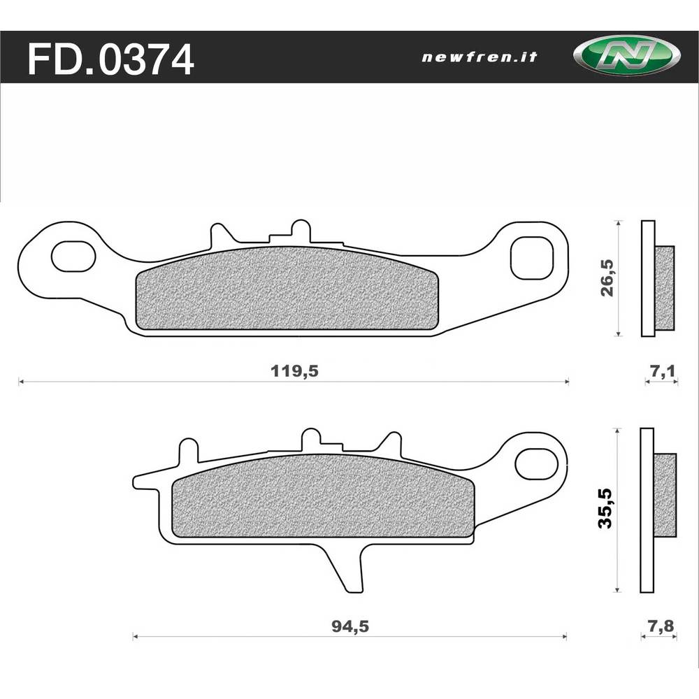 New NEWFREN ATV Sintered Brake Pad - Front For KAWASAKI 1-FD0374-SV