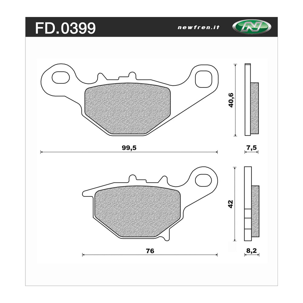 New NEWFREN Rear Brake Pad - Off Road Dirt Sintered For SUZUKI 1-FD0399-SD | Australian Moto Spares