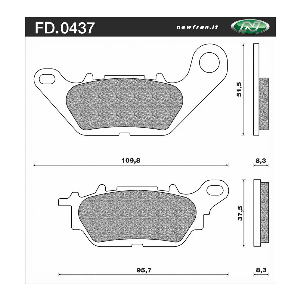 New NEWFREN Rear Brake Pad - Touring Organic For YAMAHA 1-FD0437-BT | Australian Moto Spares