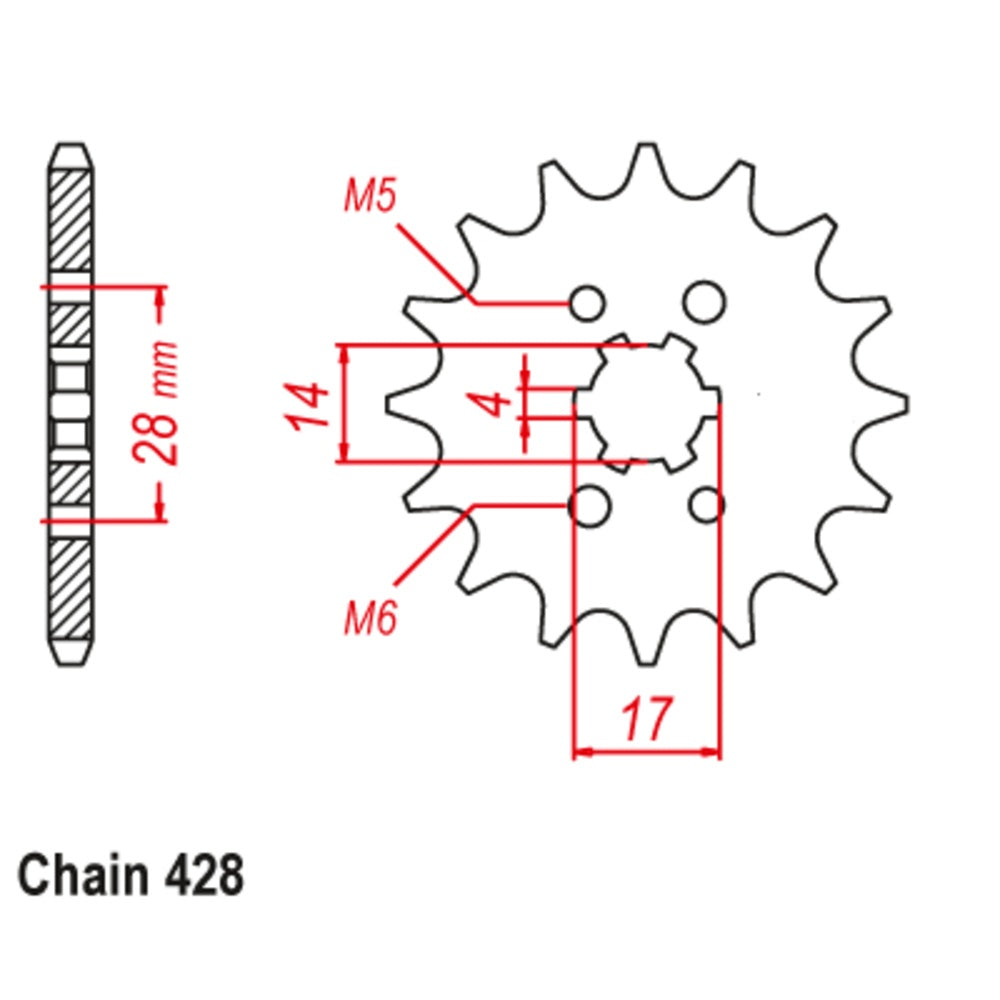 New SUPERSPROX 14T Sprocket - Front For DERBI 125 GPR 4T 10-HF7-14