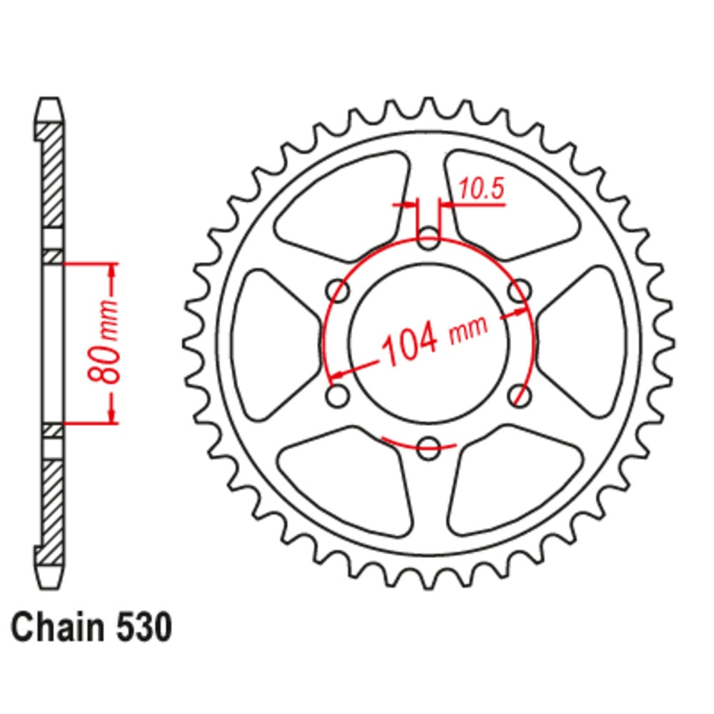MTX Rear Sprocket Steel Alternate Pitch For KAWASAKI Z1000 Z1R, Z1000 11-054-46 | Australian Moto Spares