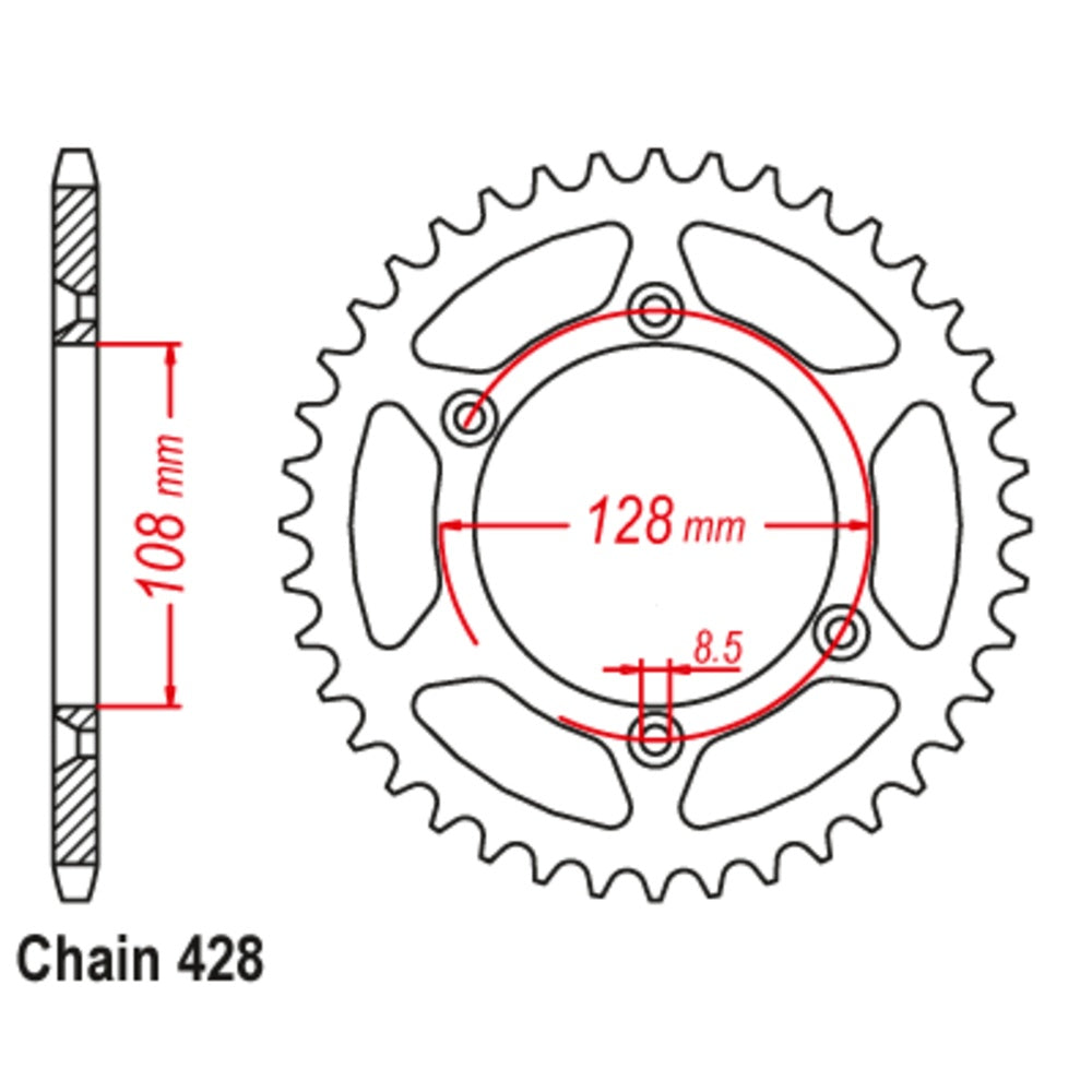 New SUPERSPROX 54T Sprocket Steel - Rear For SUZUKI 11-08G-54 | Australian Moto Spares