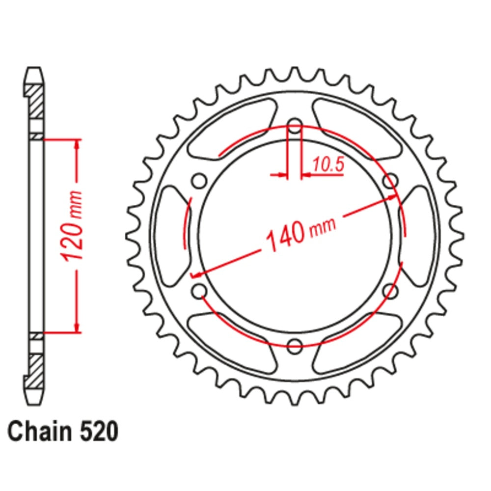 New MTX Rear Sprocket Steel Alternate Pitch For SUZUKI GSX-R750 11-147-44