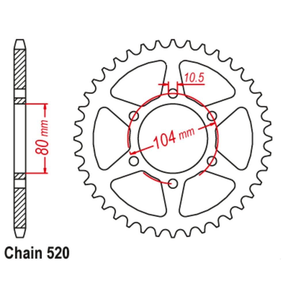 New MTX Rear Sprocket Steel Alternate Pitch For KAWASAKI 11-163-45