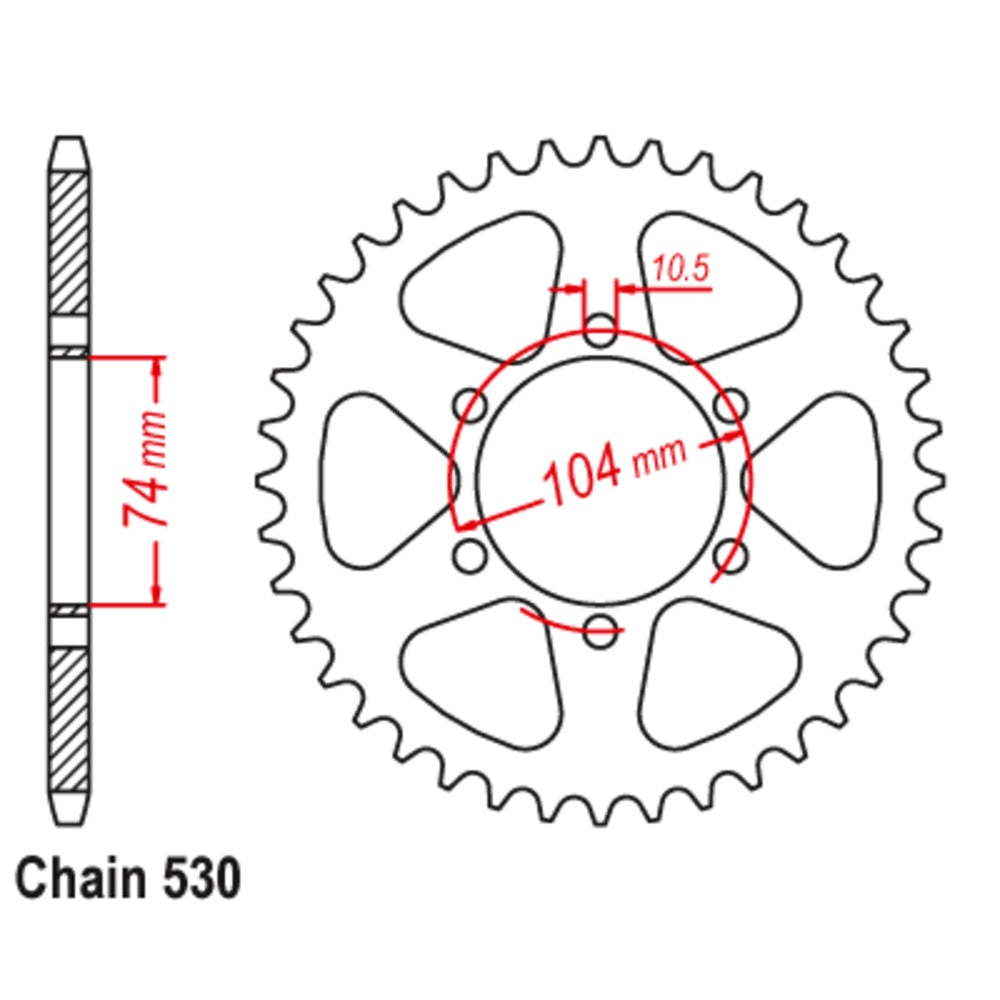 New MTX 42T Sprocket Steel - Rear For KAWASAKI 11-165-42 | Australian Moto Spares