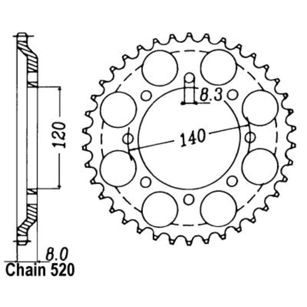 New SUPERSPROX 43T Sprocket Steel - Rear For KAWASAKI KLR600, KL600 11-185-43 | Australian Moto Spares
