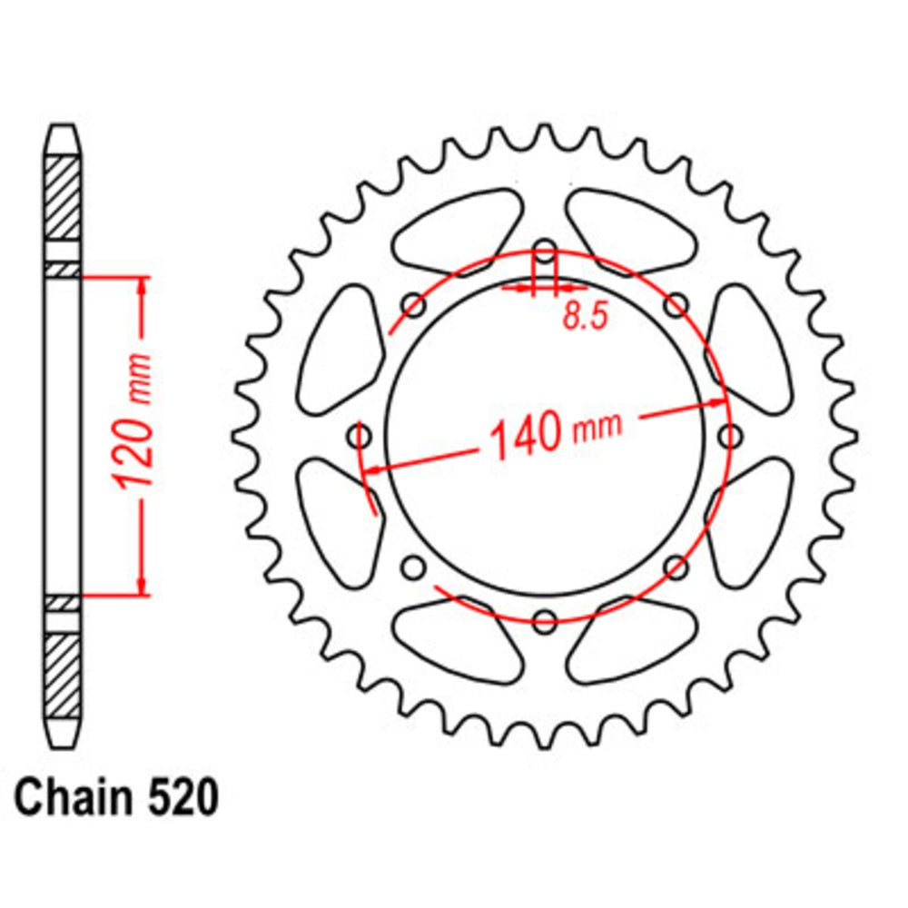 New MTX 45T Sprocket Steel - Rear For KAWASAKI 11-186-45 | Australian Moto Spares