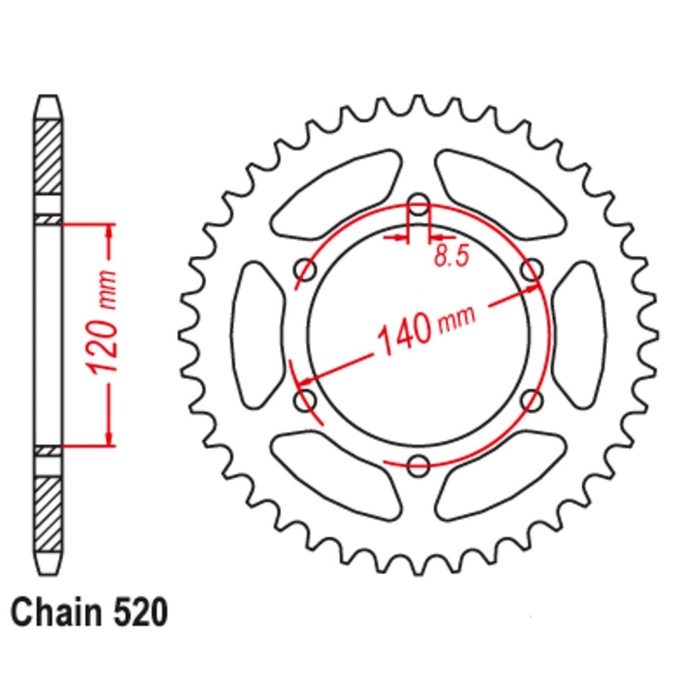 New MTX Rear Sprocket Steel Alternate Pitch For YAMAHA 11-191-42