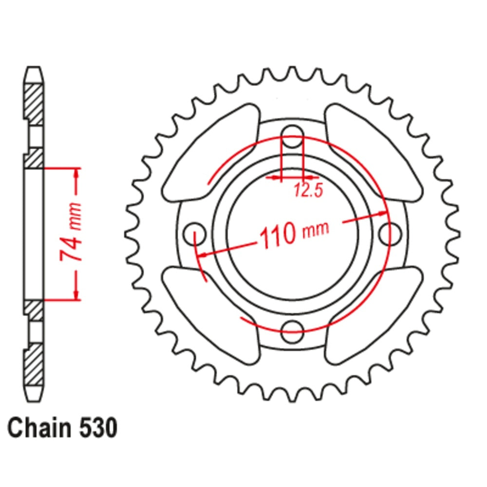 New MTX 39T Sprocket Steel - Rear For YAMAHA 11-1J3-39 | Australian Moto Spares