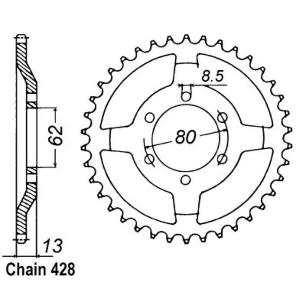 SUPERSPROX 45T Sprocket Steel-Rear For YAMAHA XT250 225CC, XT225 SEROW 11-1KH-45 | Australian Moto Spares