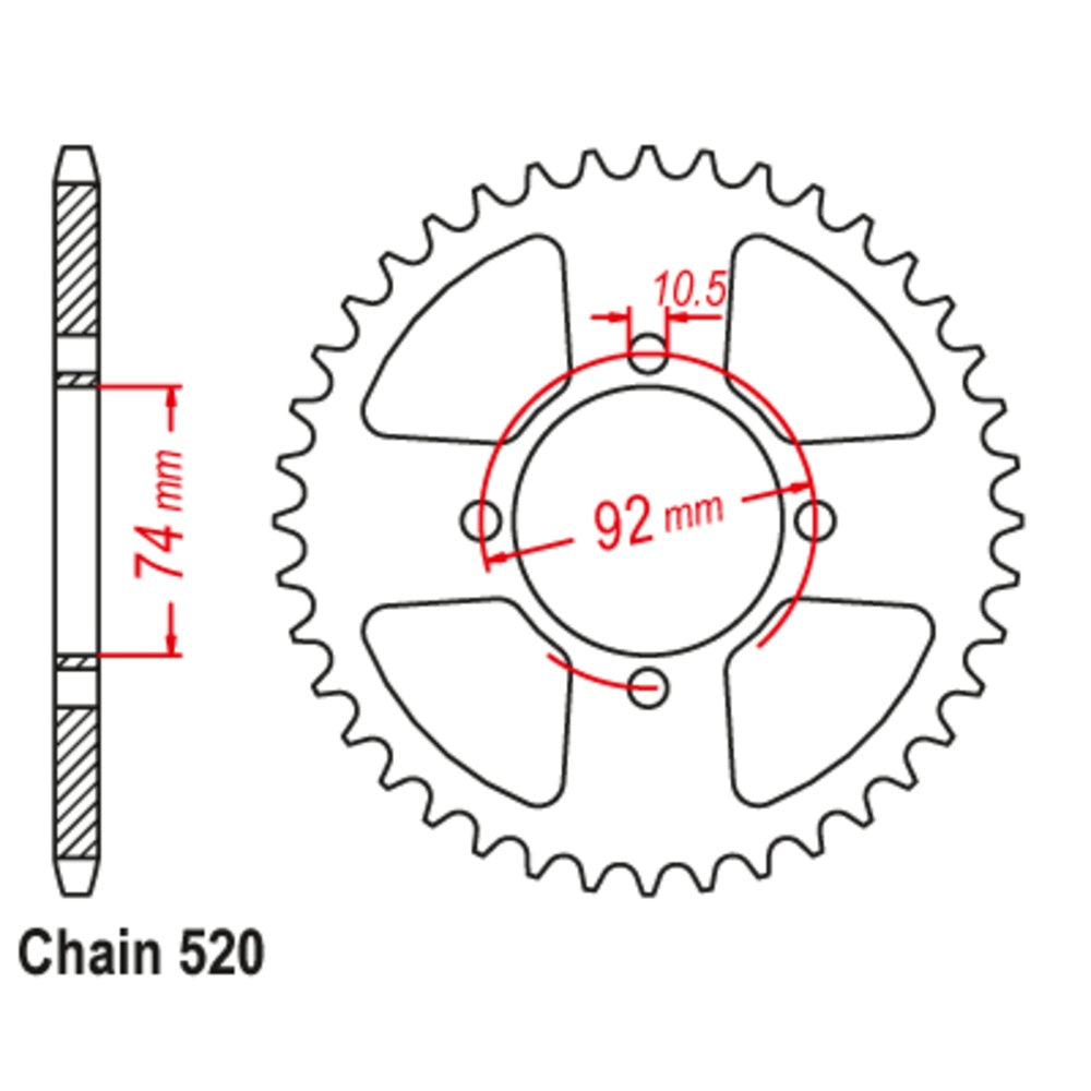 New SUPERSPROX 42T Sprocket Steel - Rear For YAMAHA YTM200 11-21V-42 | Australian Moto Spares
