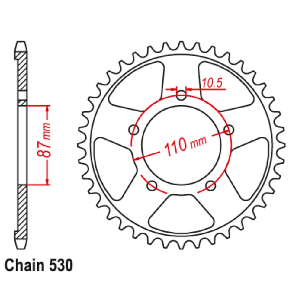 New MTX 47T Sprocket Steel - Rear For SUZUKI 11-27A-47 | Australian Moto Spares