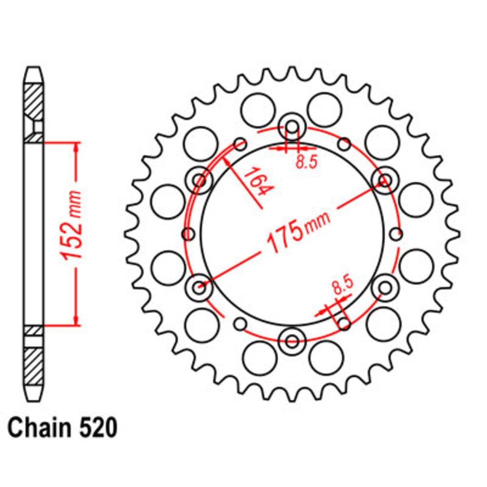 New MTX Rear Sprocket Steel Alternate Pitch For YAMAHA DT230 11-2H0-52