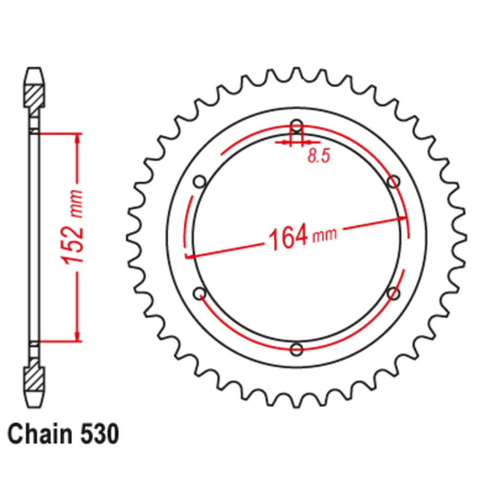 New MTX 44T Sprocket Steel - Rear For YAMAHA SR500 11-2J2-44 | Australian Moto Spares