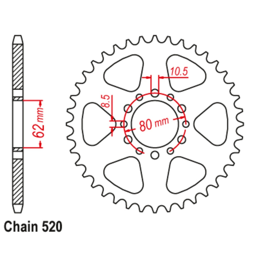 New MTX 41T Sprocket Steel - Rear For YAMAHA DT200 11-37F-41 | Australian Moto Spares