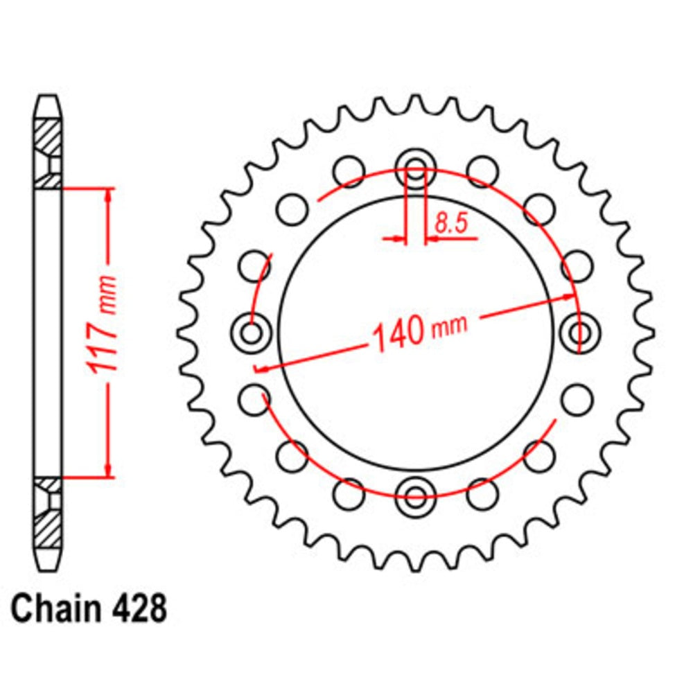New SUPERSPROX 44T Sprocket Steel - Rear For YAMAHA YZ80 11-39K-44 | Australian Moto Spares