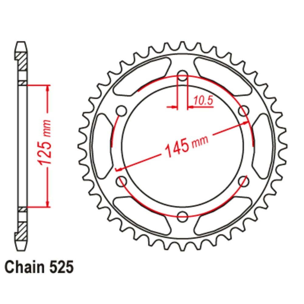 New MTX 44T Sprocket Steel - Rear For YAMAHA TDM850 11-3VD-44 | Australian Moto Spares