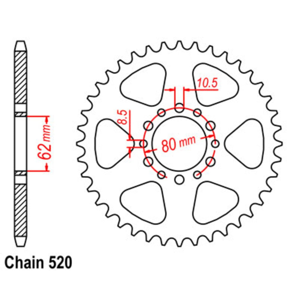 New SUPERSPROX Rear Sprocket Steel Alternate Pitch For YAMAHA XT350 11-3Y1-43 | Australian Moto Spares